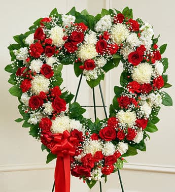 Patriotic Funeral-Flower Heart Wreath