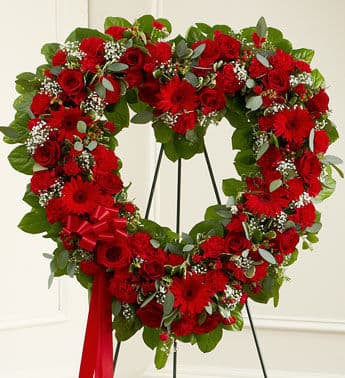 Rich Reds Heart Wreath