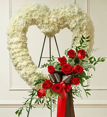 White Carnation Heart Wreath