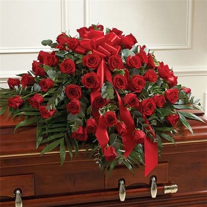 Luxurious Red Roses Casket Spray