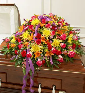 Vivacious Funeral Half Casket Flowers Spray