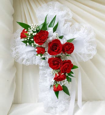 Red Beauty Cross Casket Pillow