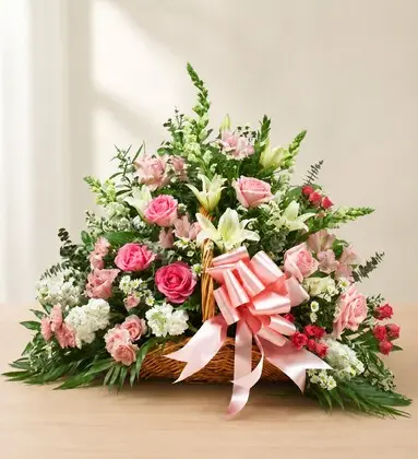 Lavishly Pink and White Basket