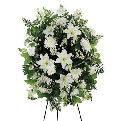 All White Funeral Standing Spray