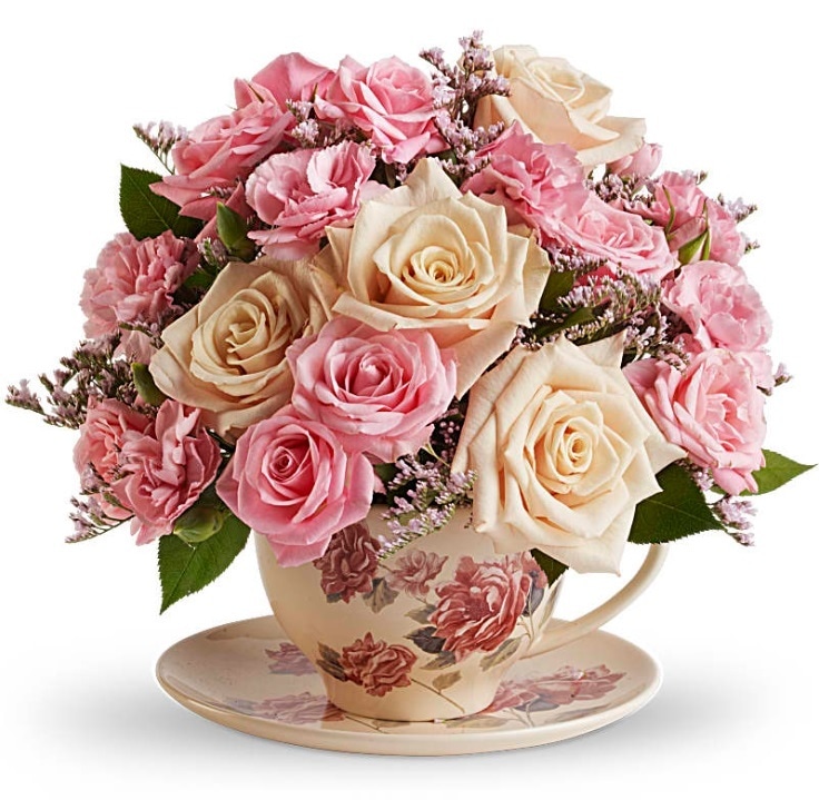 Teleflora's Victorian Flowers in Teacup