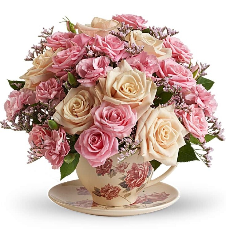 Teleflora's Victorian Flowers in Teacup