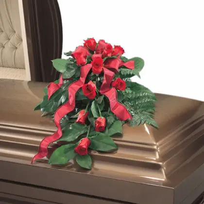 Red Roses Sympathy Casket Flowers