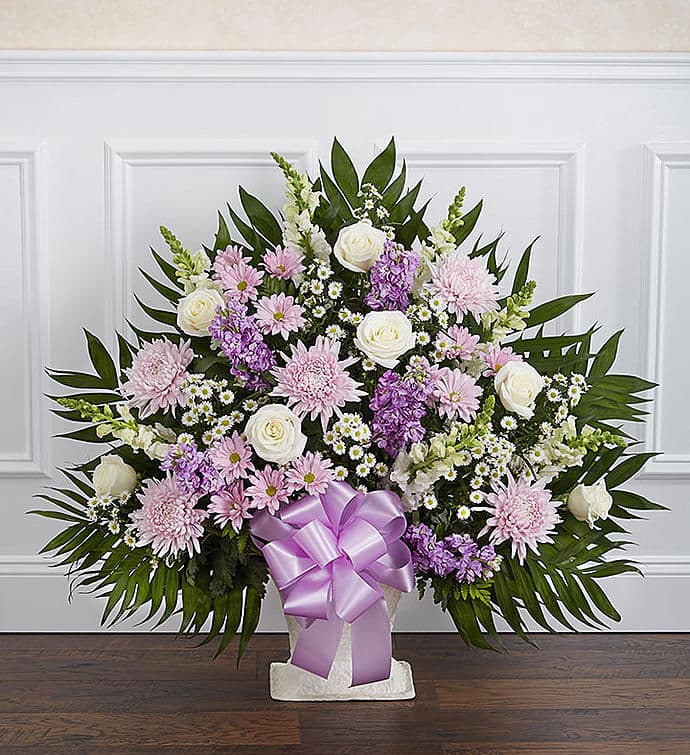 Heartfelt Condolence Lavender & White Funeral Arrangement