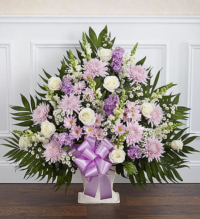 Heartfelt Condolence Lavender & White Funeral Arrangement