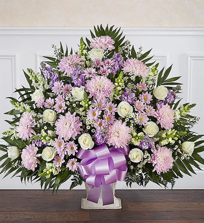 Heartfelt Condolence Lavender & White Funeral Arrangement