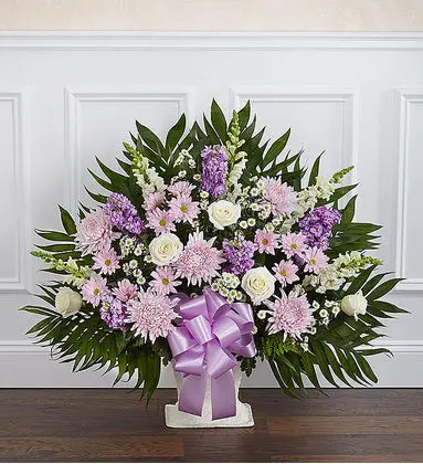 Heartfelt Condolence Lavender & White Funeral Arrangement
