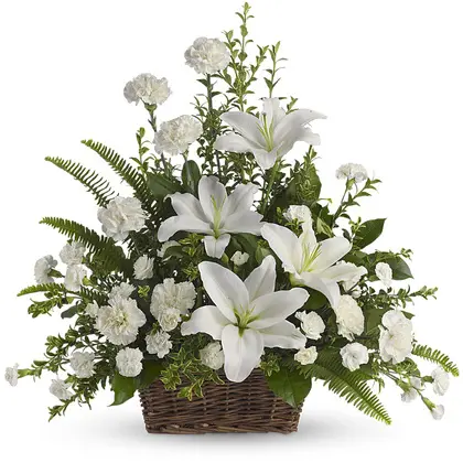 Peaceful White Lilies Basket