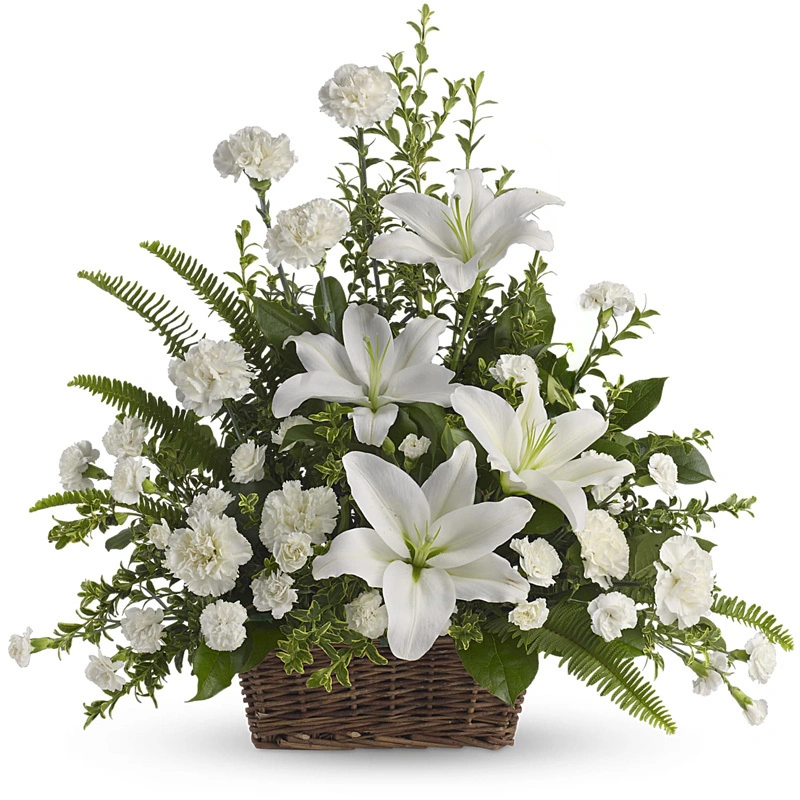 Peaceful White Lilies Basket
