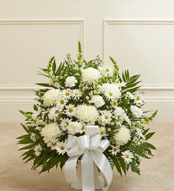 Heartfelt Tribute White Floor Basket