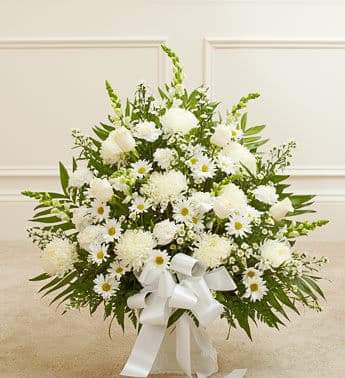 Heartfelt Tribute White Floor Basket