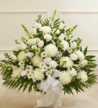 Heartfelt Tribute White Floor Basket
