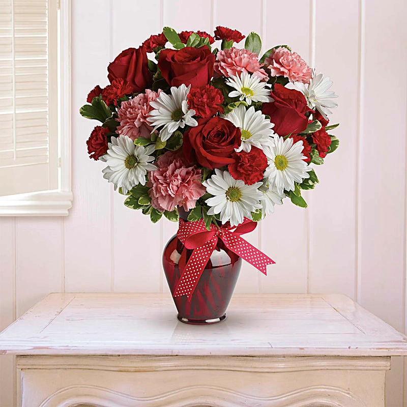 Hugs and Kisses Bouquet with Red Roses