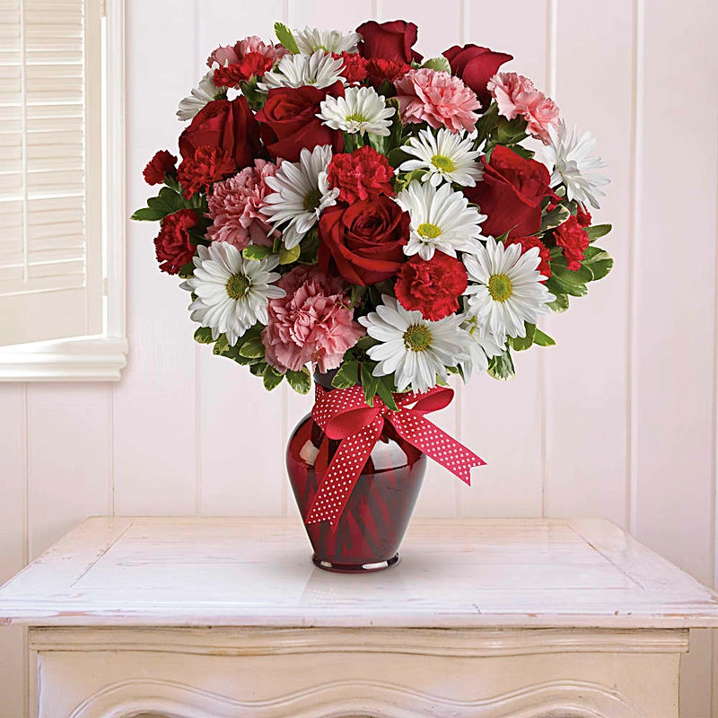 Hugs and Kisses Bouquet with Red Roses