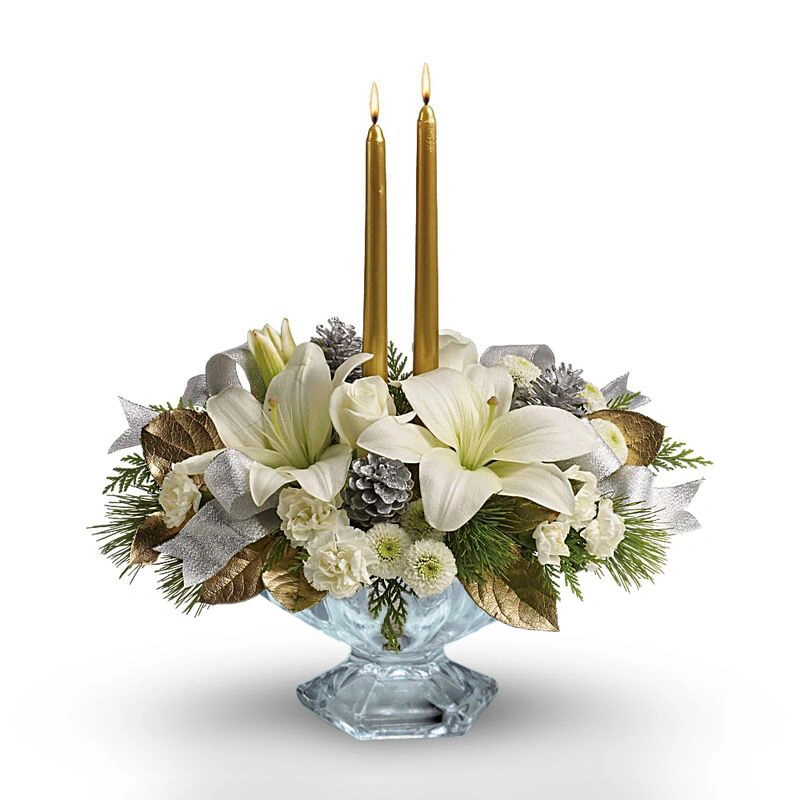 Teleflora's Silver And Gold Centerpiece