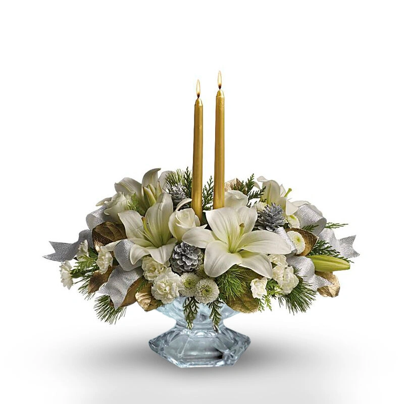 Teleflora's Silver And Gold Centerpiece