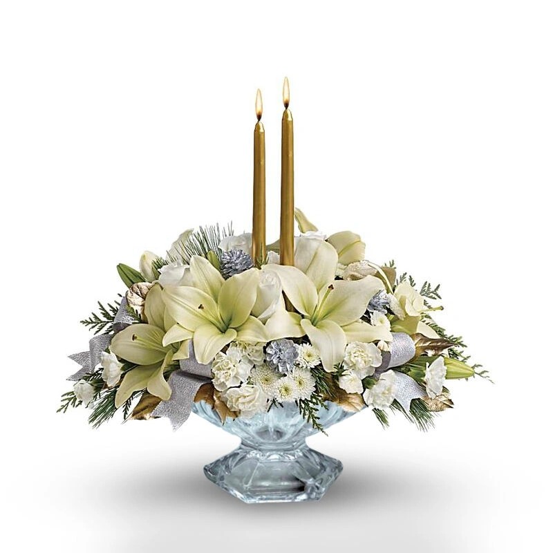 Teleflora's Silver And Gold Centerpiece