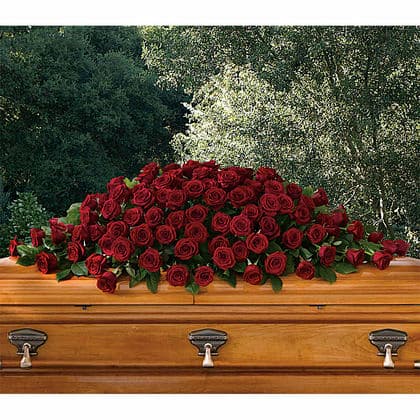 Greatest Love 100 Red Roses Casket Spray