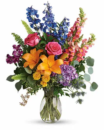 Colors Of The Rainbow Flowers Arranged in Vase