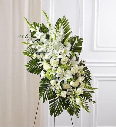 White Rose and Lily Sympathy Standing Spray