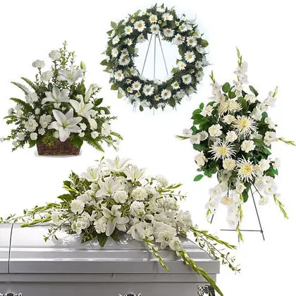 Budget All White Funeral Flower Package