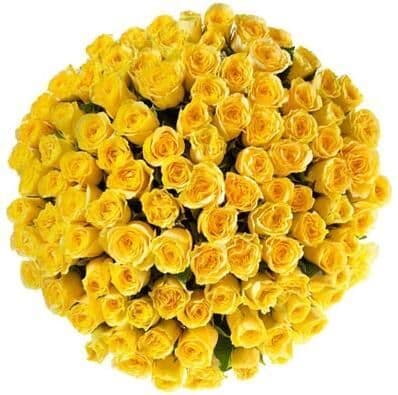100 Premium Long-Stemmed Yellow Roses In a Vase