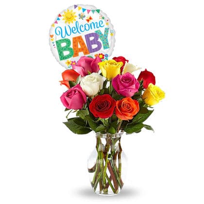 Welcome Baby With Roses