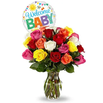 Welcome Baby With Roses