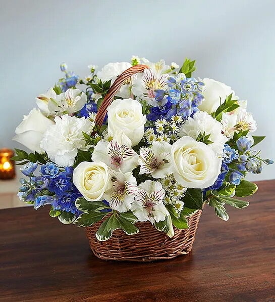 Blue and White Floral Basket