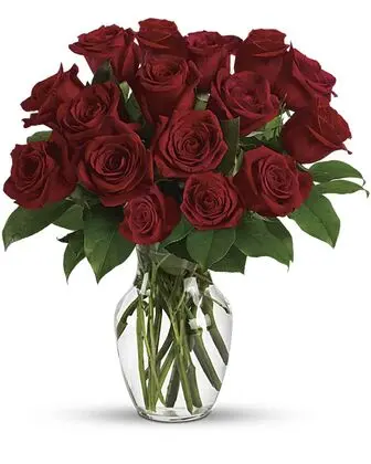 Sweet Sixteen Red Roses Vase Arrangement