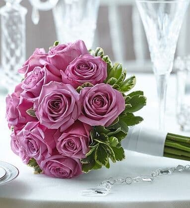 Purple Rose Bridal Bouquet