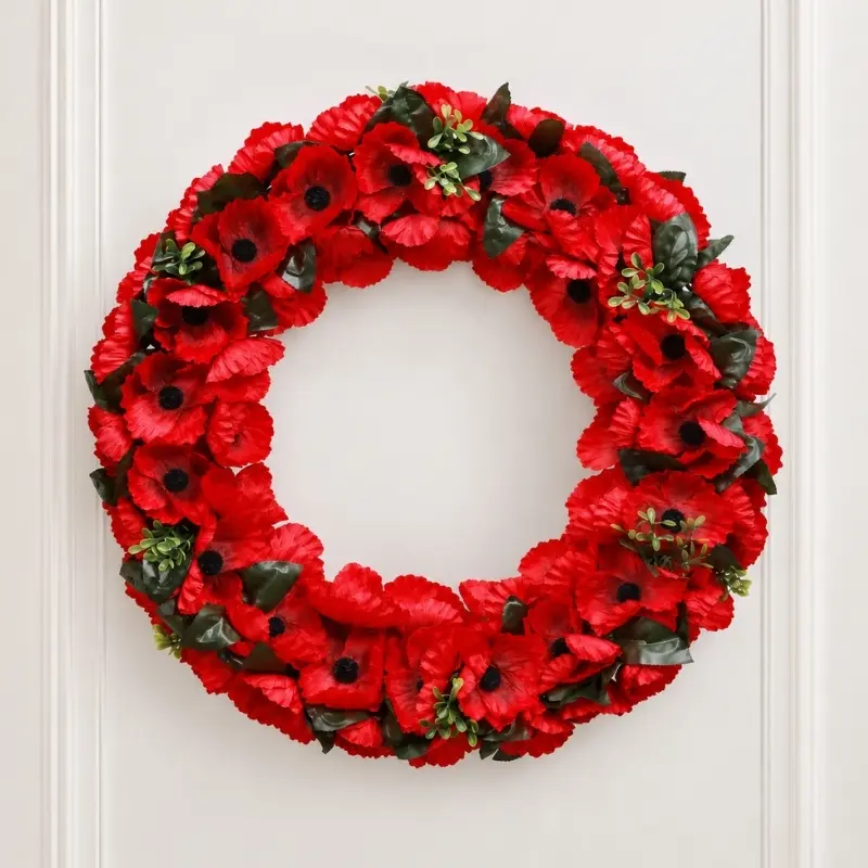 Red Poppy Remembrance Artificial Wreath