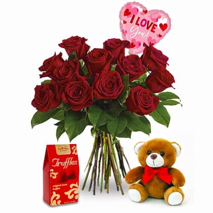 Love You Red Roses Flower Package