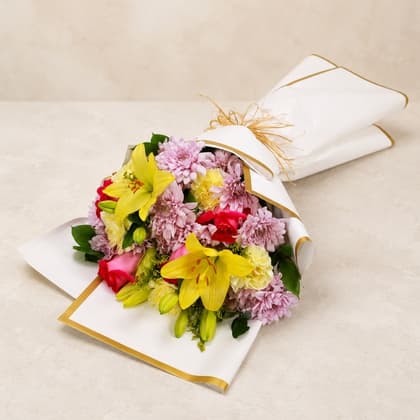 Lilies and Roses Flower Bouquet