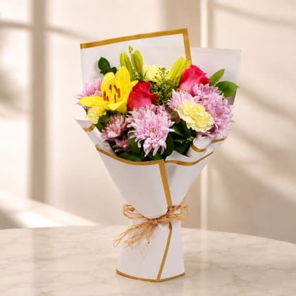 Lilies and Roses Flower Bouquet