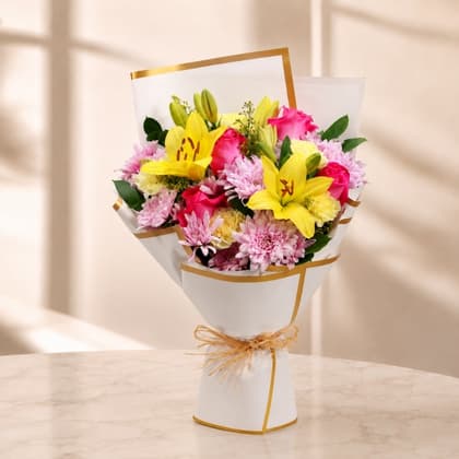 Lilies and Roses Flower Bouquet