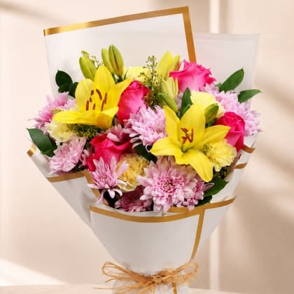 Lilies and Roses Flower Bouquet