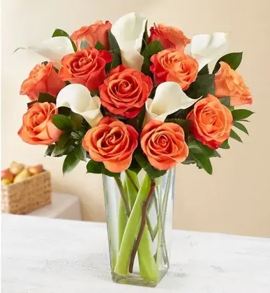 Calla Lily Orange Roses Melody