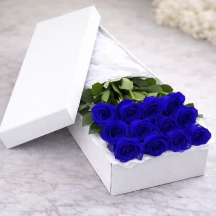Dozen Blue Roses Bouquet in a Box