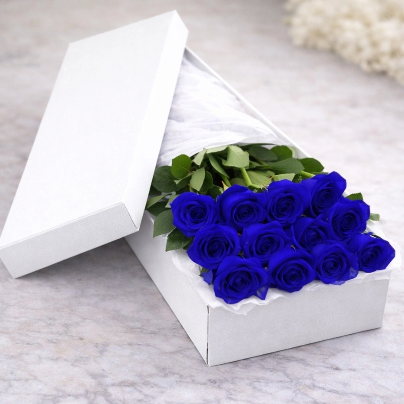 Dozen Blue Roses Bouquet in a Box