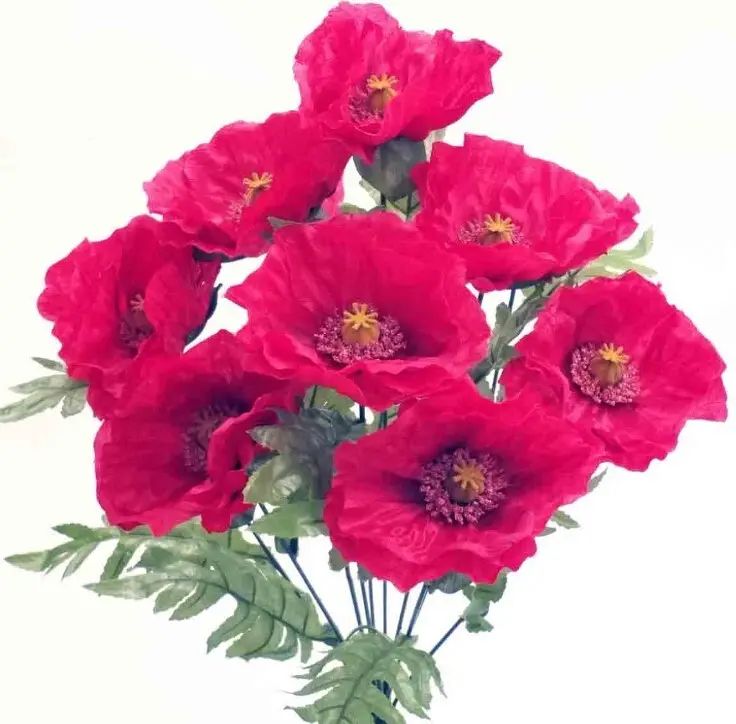 Artificial Red Poppy Bush