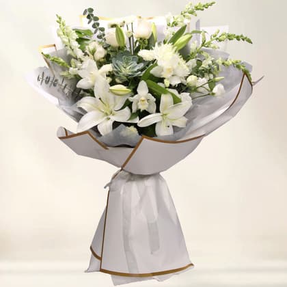 Succulent & White Blooms Luxury Bouquet