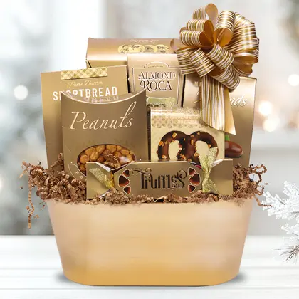 Golden Festive Gift Basket