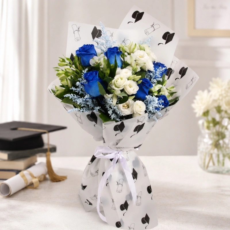 Blue and White Graduation Bouquet