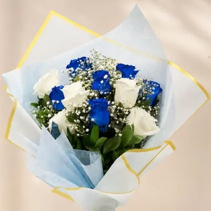 Majestic Blue & White Roses