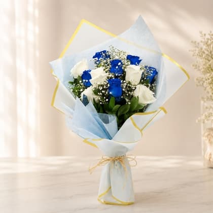 Majestic Blue & White Roses